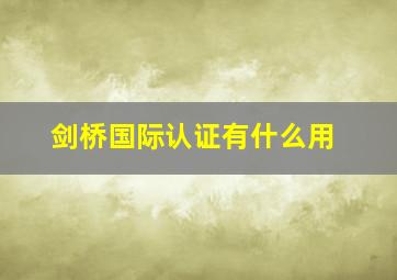 剑桥国际认证有什么用