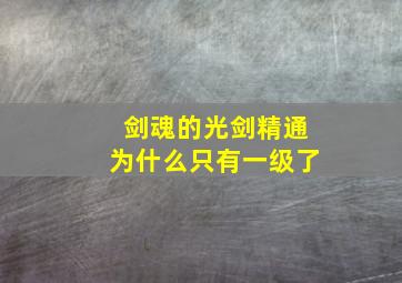 剑魂的光剑精通为什么只有一级了