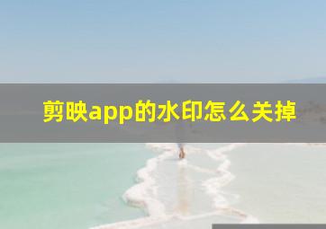 剪映app的水印怎么关掉