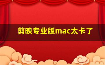 剪映专业版mac太卡了