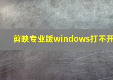 剪映专业版windows打不开