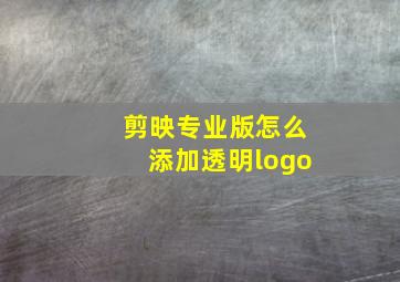 剪映专业版怎么添加透明logo