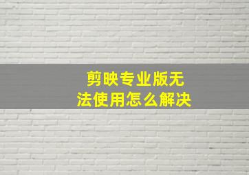 剪映专业版无法使用怎么解决