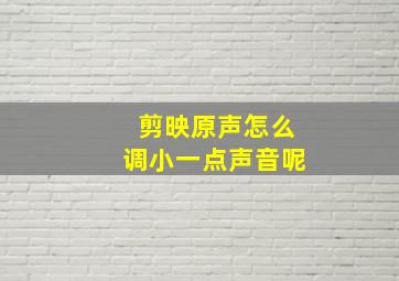 剪映原声怎么调小一点声音呢