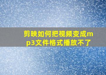 剪映如何把视频变成mp3文件格式播放不了