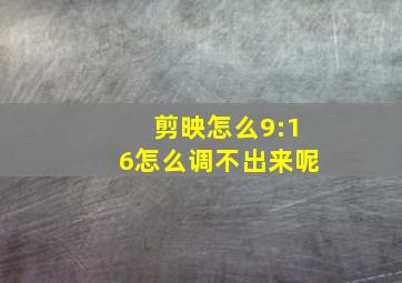 剪映怎么9:16怎么调不出来呢