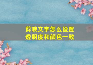 剪映文字怎么设置透明度和颜色一致