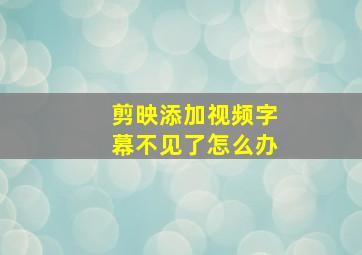 剪映添加视频字幕不见了怎么办