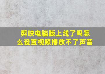 剪映电脑版上线了吗怎么设置视频播放不了声音