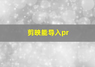 剪映能导入pr