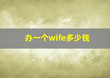 办一个wife多少钱