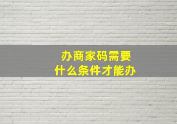 办商家码需要什么条件才能办