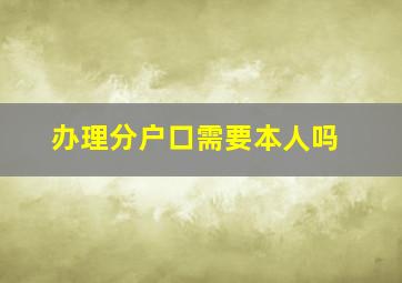 办理分户口需要本人吗