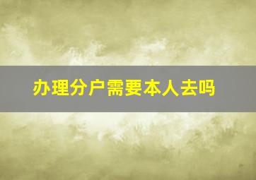 办理分户需要本人去吗