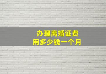 办理离婚证费用多少钱一个月