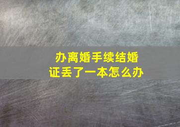 办离婚手续结婚证丢了一本怎么办