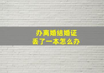 办离婚结婚证丢了一本怎么办