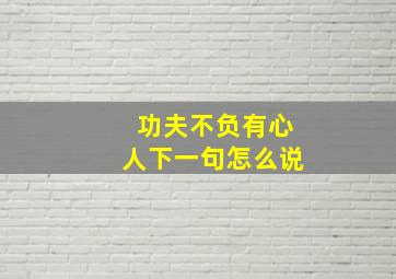 功夫不负有心人下一句怎么说