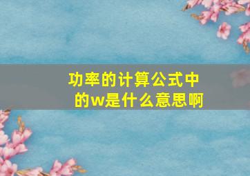 功率的计算公式中的w是什么意思啊