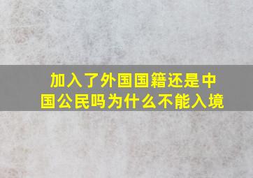 加入了外国国籍还是中国公民吗为什么不能入境