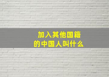 加入其他国籍的中国人叫什么