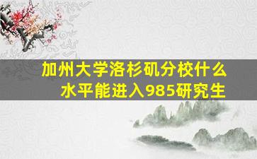 加州大学洛杉矶分校什么水平能进入985研究生