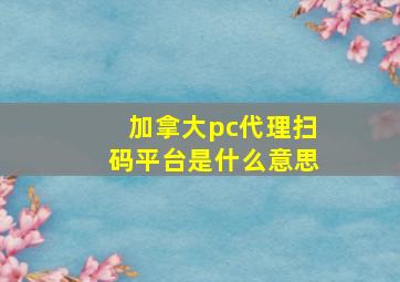 加拿大pc代理扫码平台是什么意思