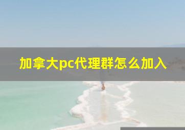 加拿大pc代理群怎么加入