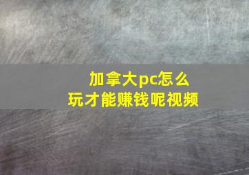 加拿大pc怎么玩才能赚钱呢视频