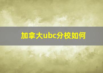 加拿大ubc分校如何