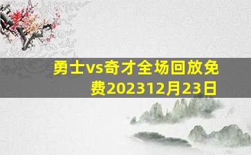 勇士vs奇才全场回放免费202312月23日