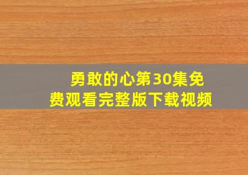 勇敢的心第30集免费观看完整版下载视频