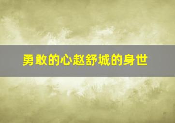 勇敢的心赵舒城的身世