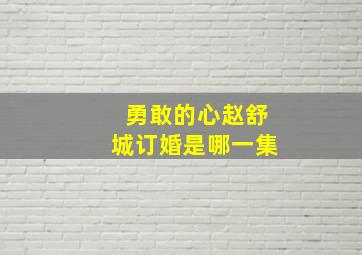 勇敢的心赵舒城订婚是哪一集