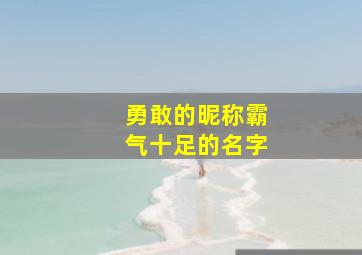 勇敢的昵称霸气十足的名字