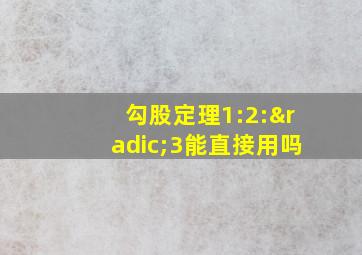 勾股定理1:2:√3能直接用吗