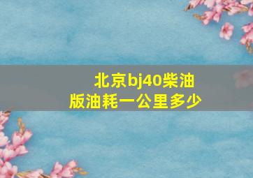 北京bj40柴油版油耗一公里多少