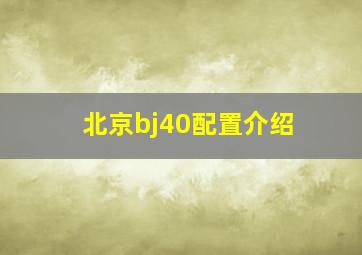 北京bj40配置介绍