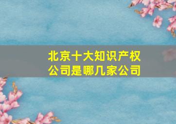 北京十大知识产权公司是哪几家公司