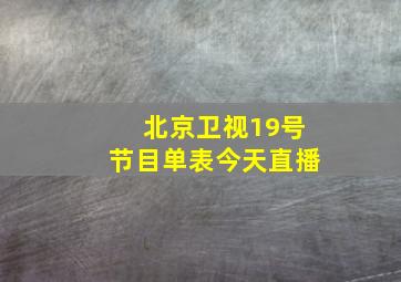 北京卫视19号节目单表今天直播