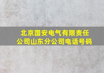 北京国安电气有限责任公司山东分公司电话号码