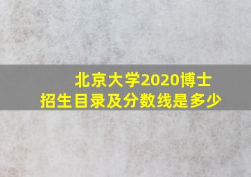 北京大学2020博士招生目录及分数线是多少