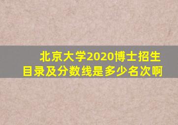 北京大学2020博士招生目录及分数线是多少名次啊