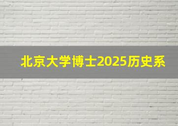 北京大学博士2025历史系