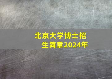 北京大学博士招生简章2024年