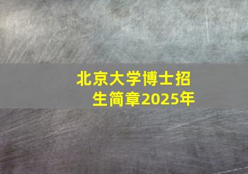 北京大学博士招生简章2025年