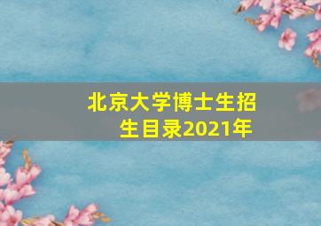 北京大学博士生招生目录2021年