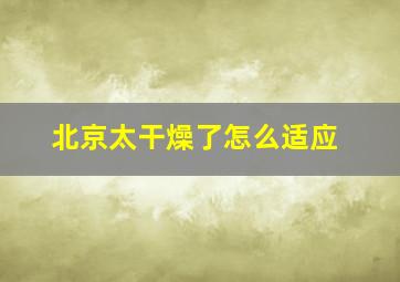 北京太干燥了怎么适应