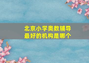 北京小学奥数辅导最好的机构是哪个