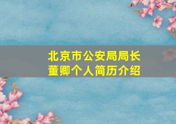 北京市公安局局长董卿个人简历介绍